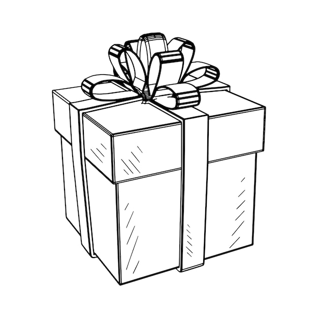 Present Box Illustration in Art Ink Style