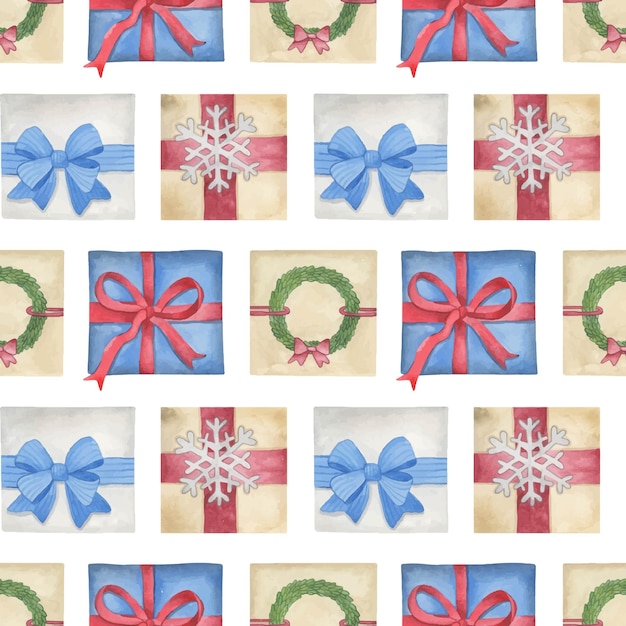 Present boxes seamless pattern Christmas boxes background Wate