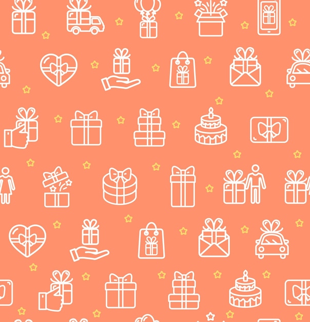 Present Gift Signs Seamless Pattern Background Vector