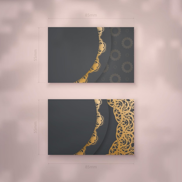 Vector presentable business card in black with luxurious gold pattern for your brand