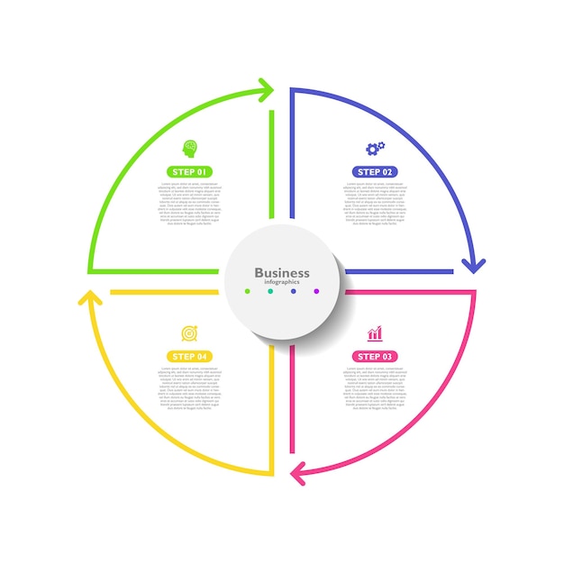 Presentation business abstract background infographic template circle colorful with four step