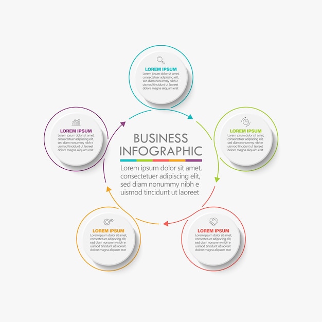 Presentation Business circle infographic template with 5 options.