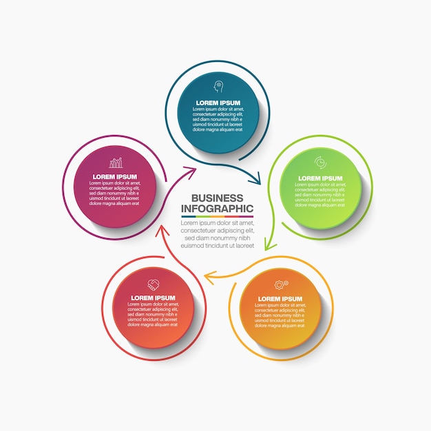 Presentation Business circle infographic template with 5 options