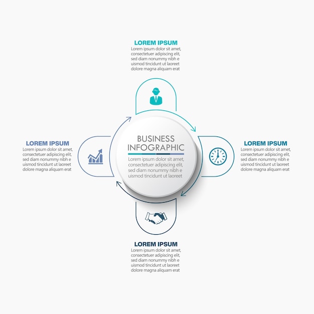 Presentation Business circle infographic template with four options.