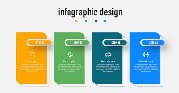 Presentation business infographic design elegant professional template with 4 step Premium Vector