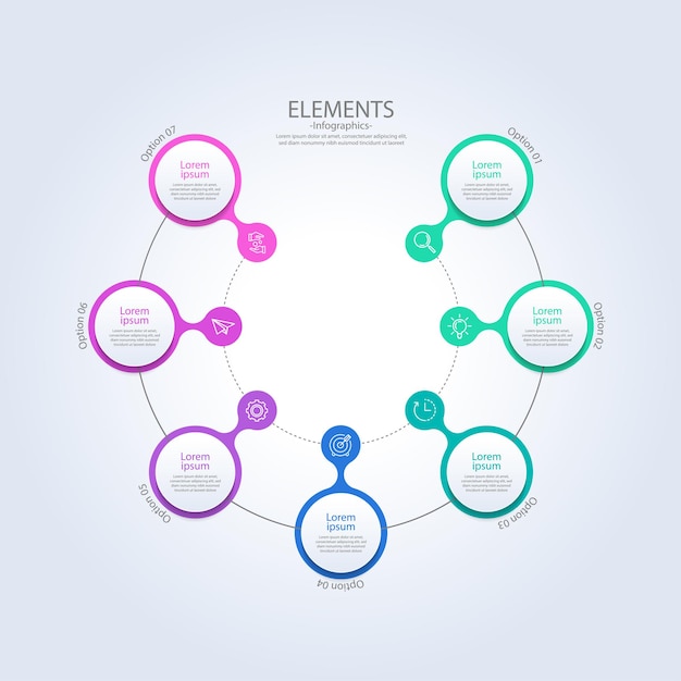 Presentation business infographic elements with seven step