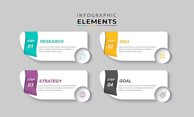 Presentation business infographic template with 4 options vector illustration