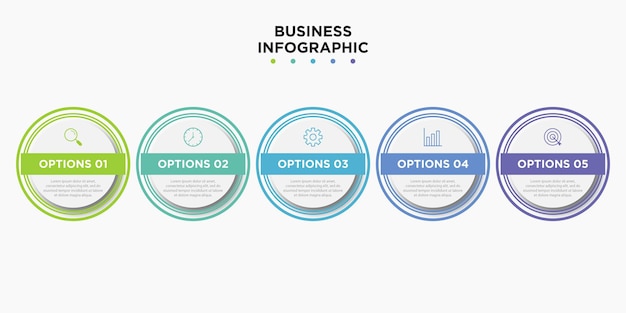 Presentation business infographic template with 5 options Vector illustration