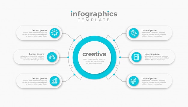 Presentation business infographic template with 6 or 7 options. illustration.