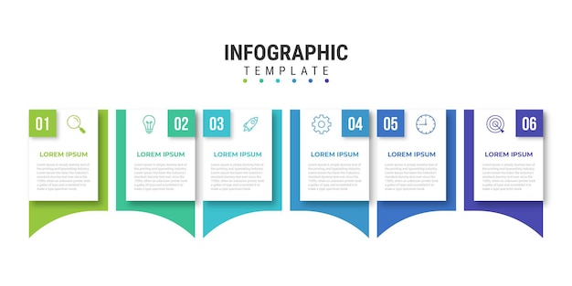 Presentation business infographic template with 6 options Vector illustration