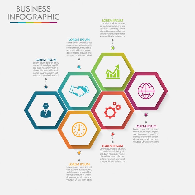 Presentation business infographic template with 6 options.