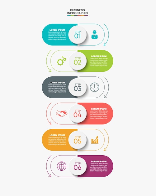 Presentation business infographic template with 6 options.