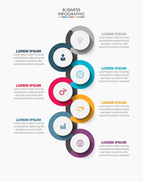 Presentation business infographic template with 7 options.