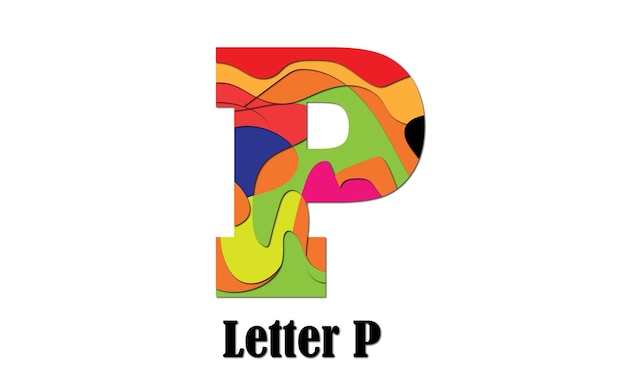 Vector presentation colorful alphabet letter p logo