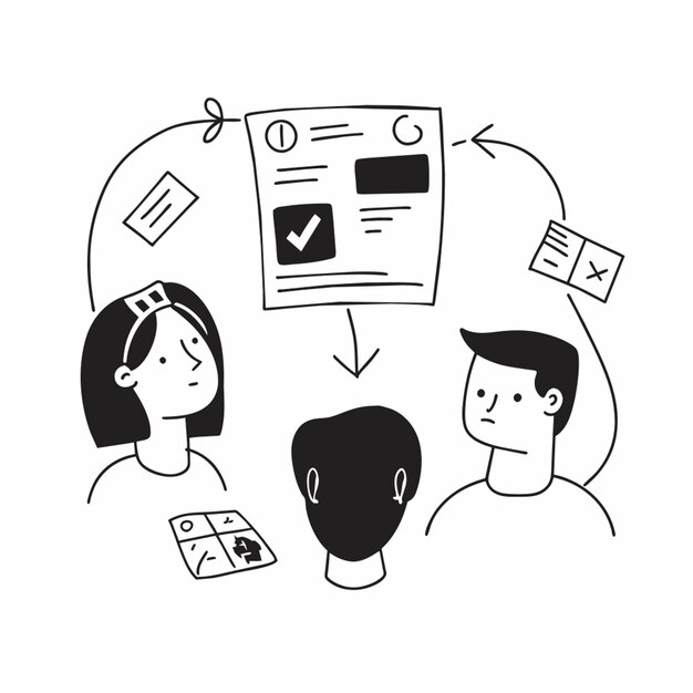 presentation decision making and planning in room with people faces not visible vector