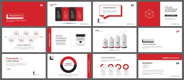 Presentation and slide layout template Red geometric modern design background