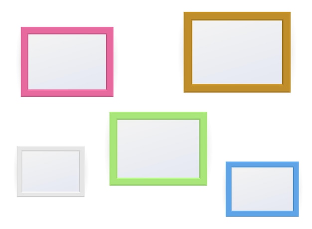 Presentation square picture frame design with shadow on transparent background