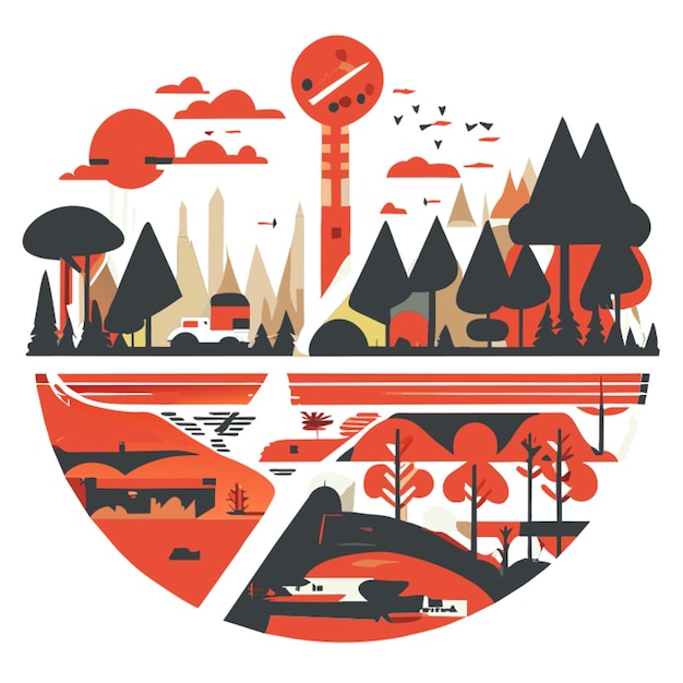 Vector preserving ecosystems and biomes vector illustration flat 2