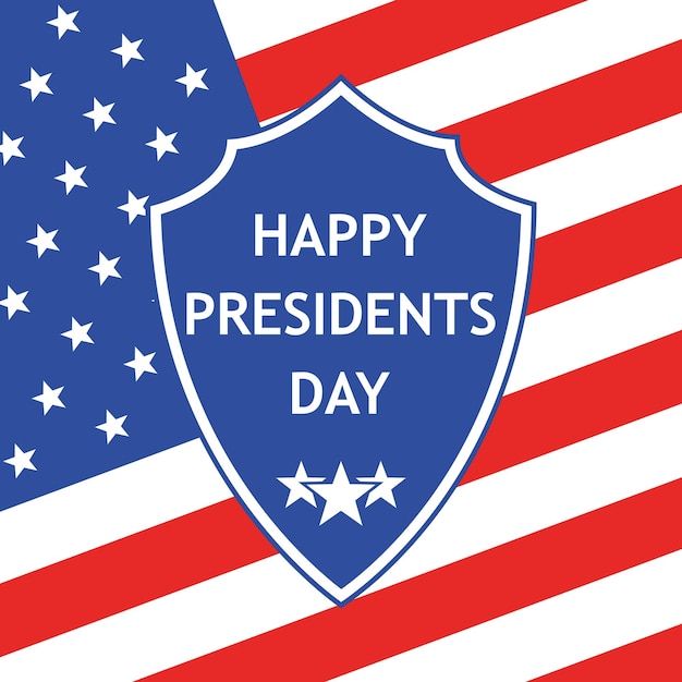 Presidents Day logo in flat design Vector illustration Abstract Presidents Day logo on shield