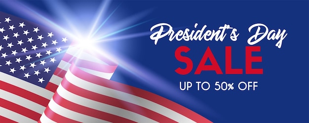 Presidents Day sale Vector long banner for social media Discount template