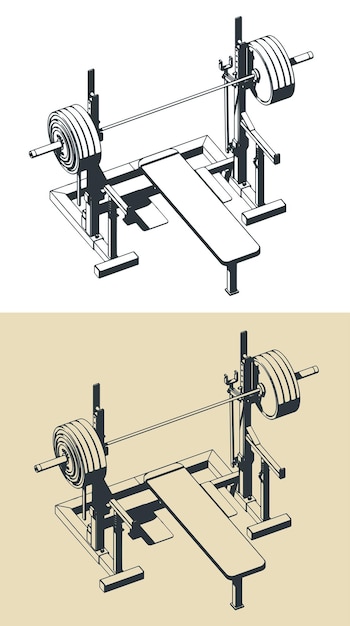 Press weight adjustable squat rack bench illustration