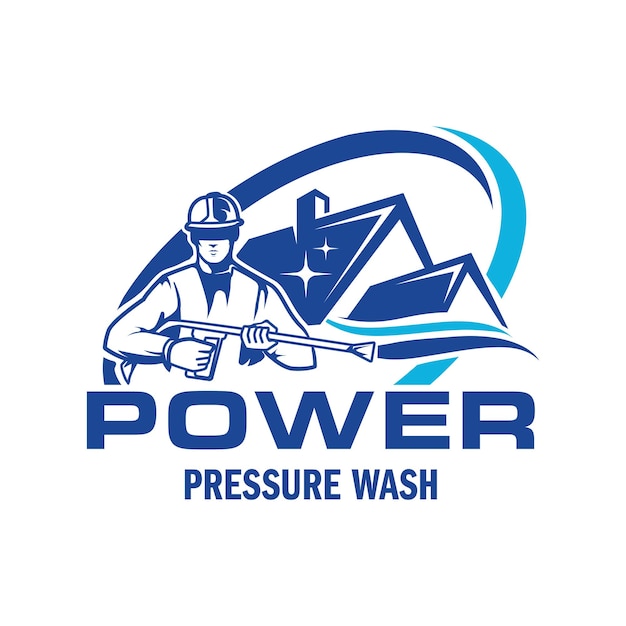 Vector pressure power wash spray logo design professional power washing illustration vector graphic template