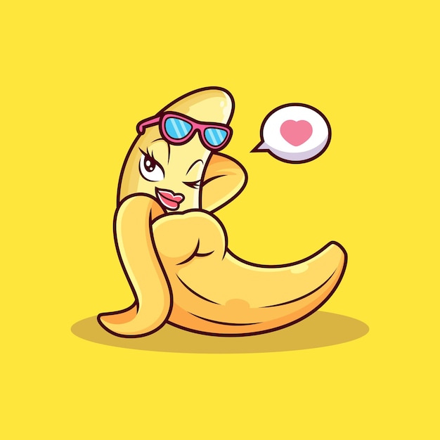 Pretty Banana Cartoon with Cute Pose