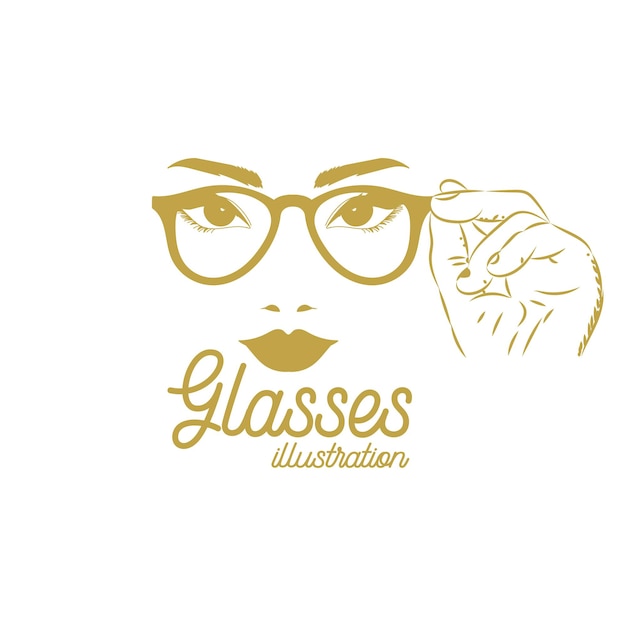 Pretty Beauty Woman Girl Lady Female Hold Eyeglass or Glasses for Optic Store Illustration