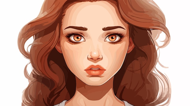 Pretty Cartoon Female Face Pouting Illustration