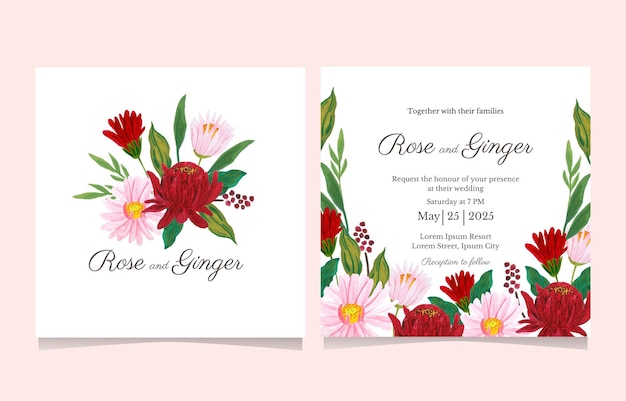 Pretty flower wedding invitation card