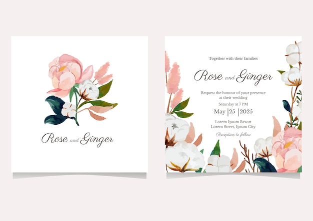 Pretty flower wedding invitation