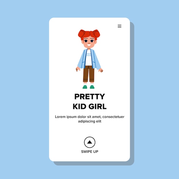 Pretty kid girl vector