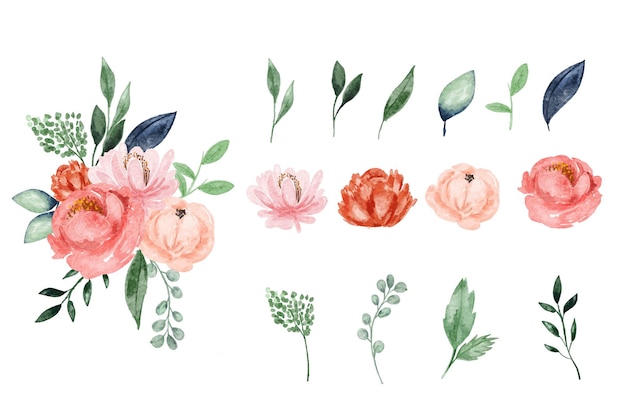 pretty watercolor flower design element