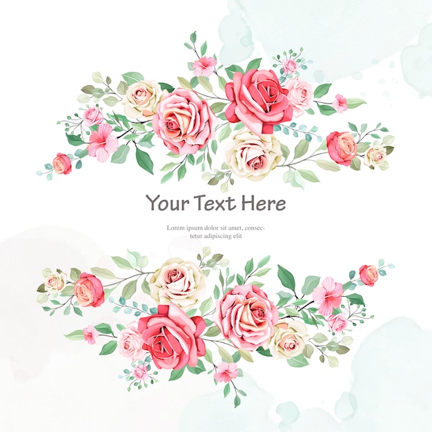 Pretty wedding invitation template with floral frame