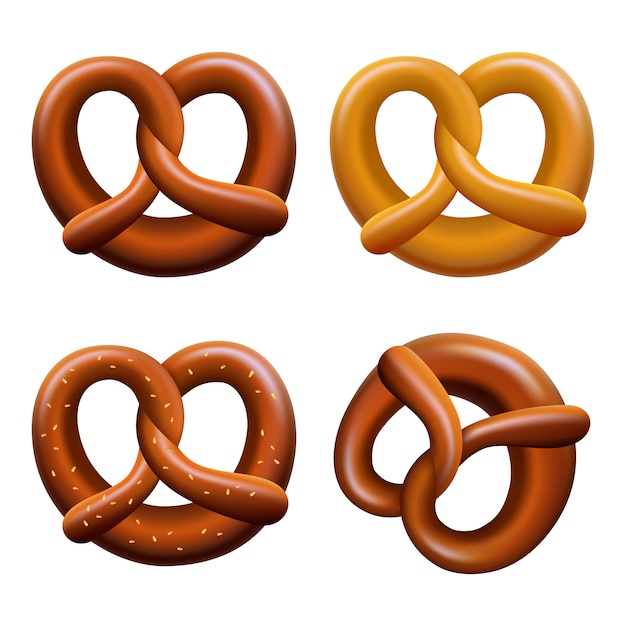 Pretzel october fest icons set