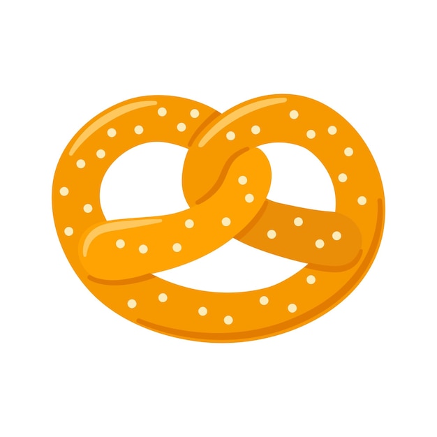 Pretzel salted in flat doodle style for Oktoberfest Isolated hand drawn vector kringle illustration