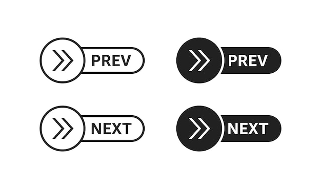 Vector previous and next button set web buttons with arrow vector eps 10