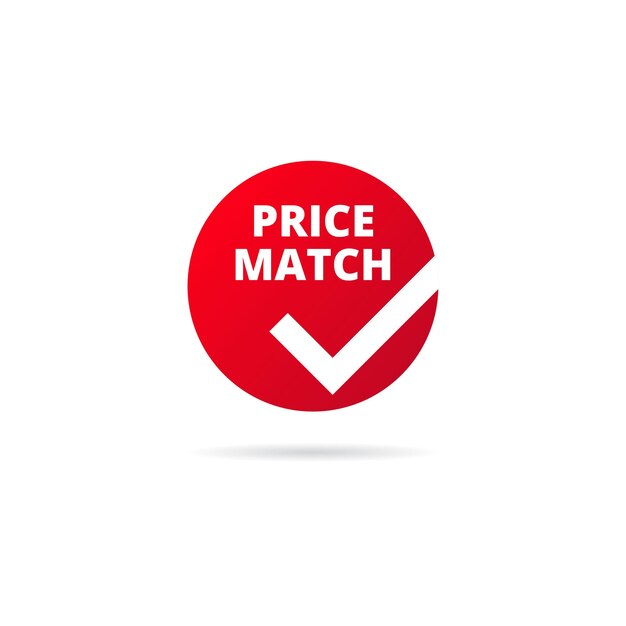 Vector price match red badge circle vector with white check mark