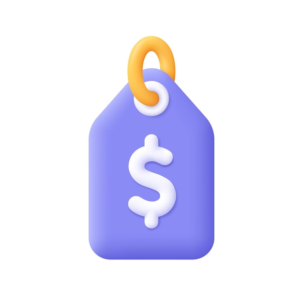 Price sale tag or badge with dollar sign Sale discount 3d vector icon Cartoon minimal style