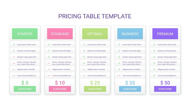 price table template comparison chart layout pricing data grid spreadsheet page