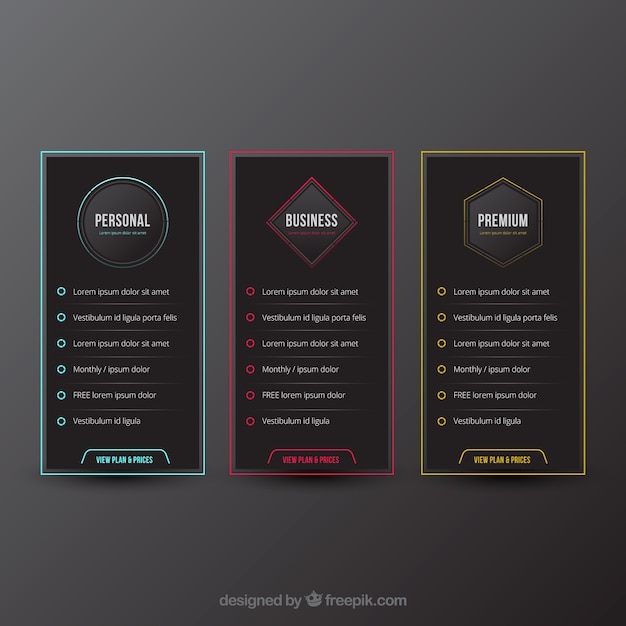 Pricing table pack