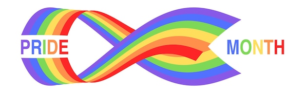 Pride Banner with LGBT Flag Wave Design Element Pride Month Vector Illustration Rainbow ribbon