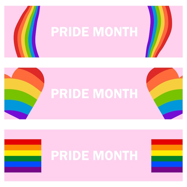 Vector pride banner with lgbtq rainbow flag wave amp pride banner with lgbtq rainbow flag wave