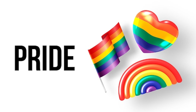 Pride lgbtq icon set 3d realistic style