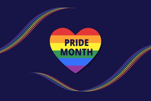 Pride month banner rainbow hearts and colorful text lgbt movement vibrant pride month background