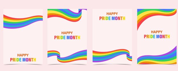 Vector pride month day background with curve and flag for postcard social media