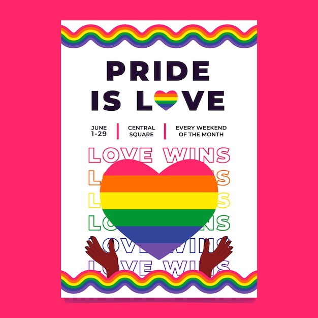 Pride month flat poster