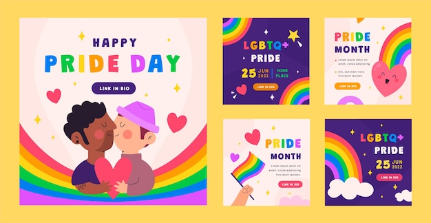 Pride month hand drawn instagram posts