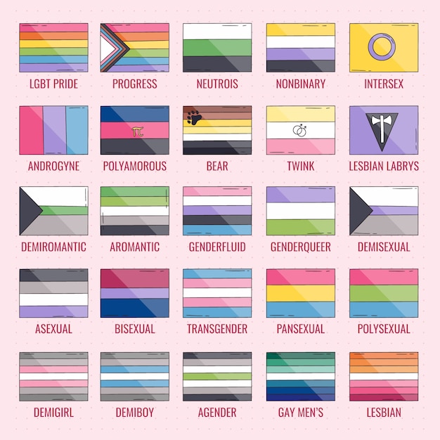 Pride month hand drawn lgbt flags