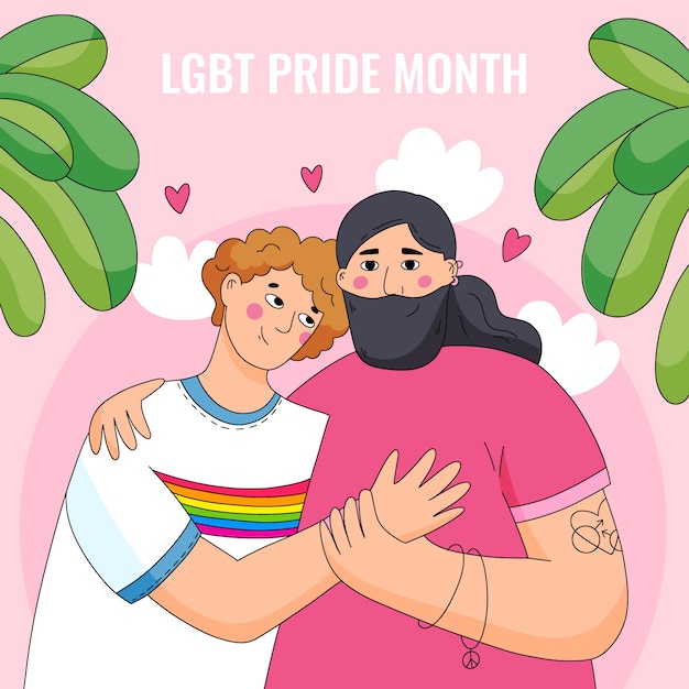 Pride month hand drawn lgbt illustration